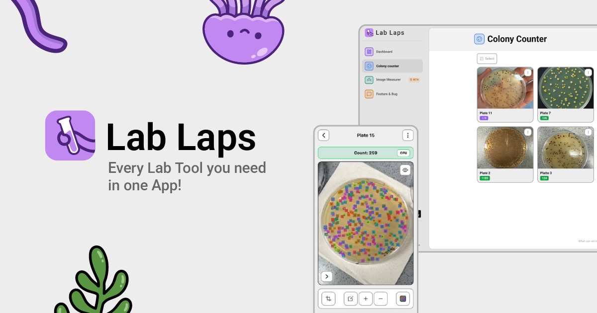Colony Counter Lab App with Protocols, Multi Timers and Dilution