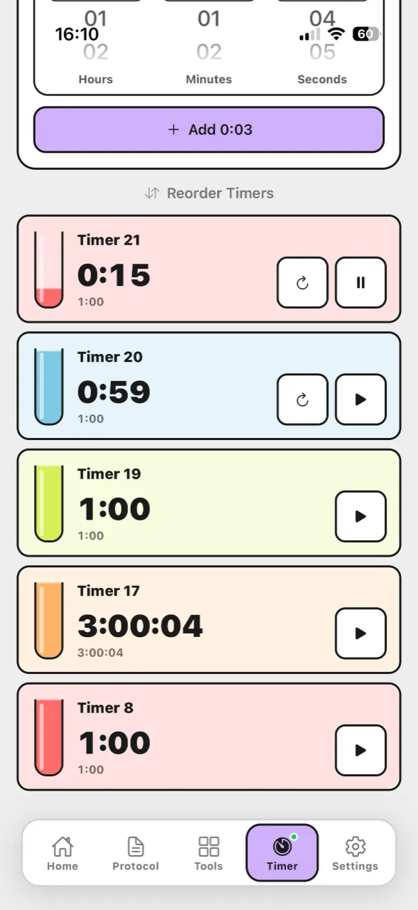 Screenshot des Lab-Laps-Multi-Timers