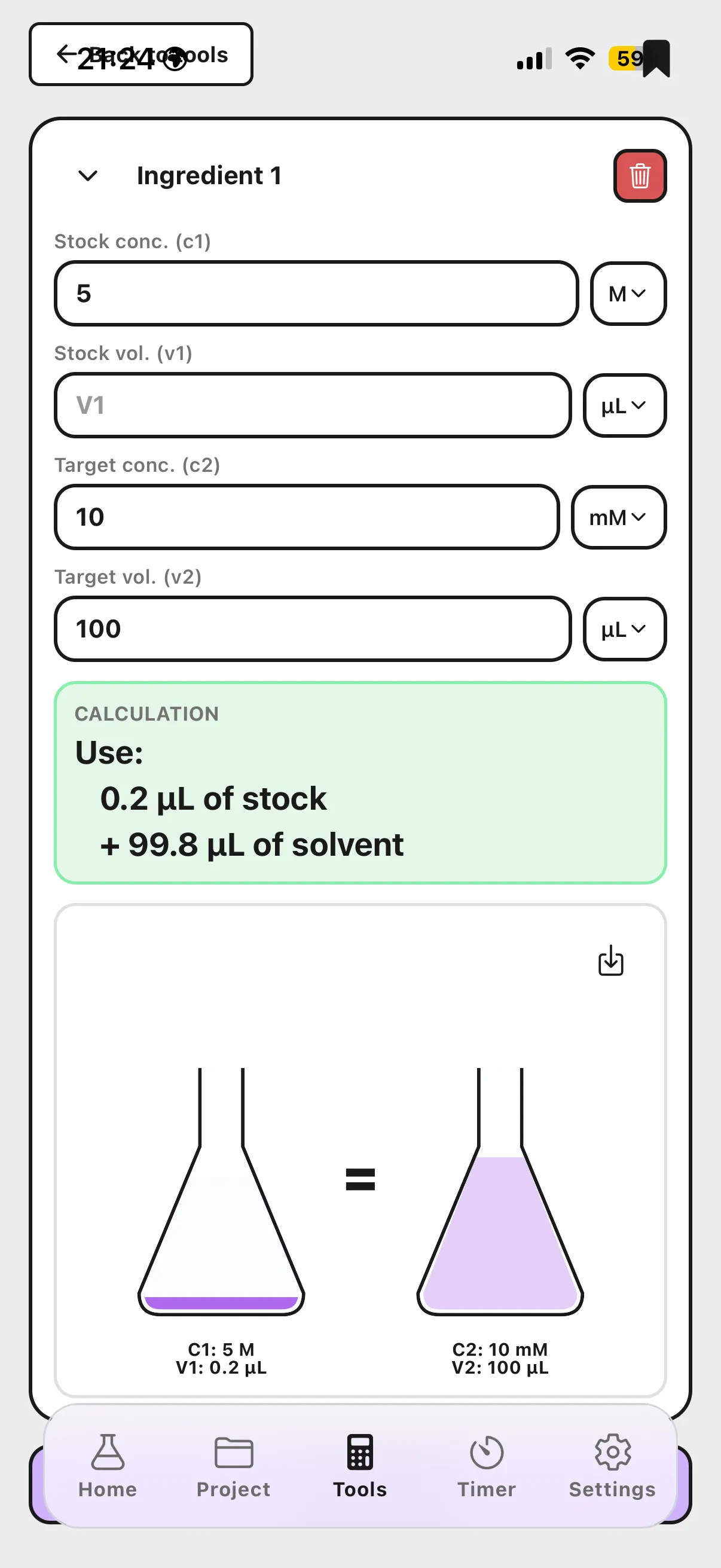Lab Laps calculator screenshot