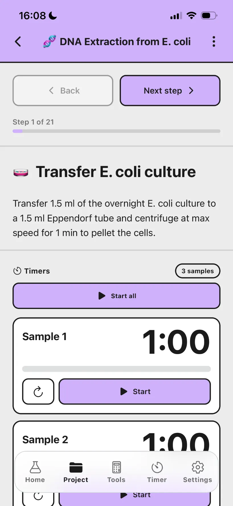 Lab Laps protocol builder screenshot