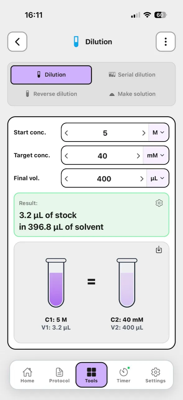 Lab Laps calculator screenshot