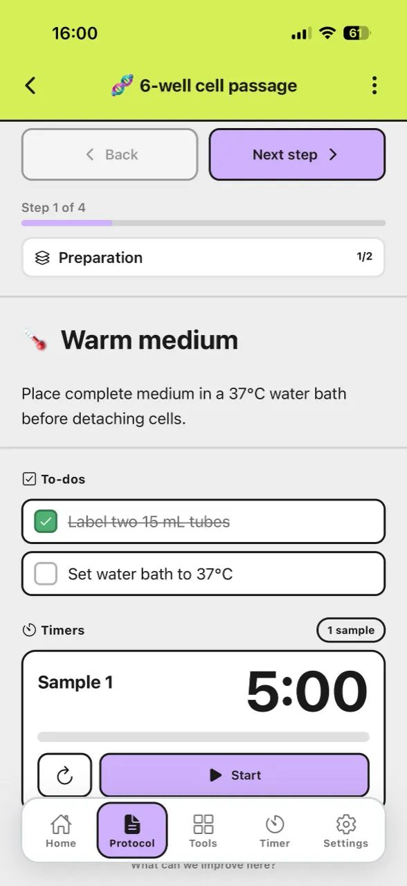 Lab Laps protocol builder screenshot